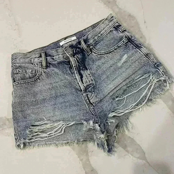 PacSun Vintage High Rise Denim Jean Distressed Shorts Women's Size 28 Button Fly - Picture 1 of 7